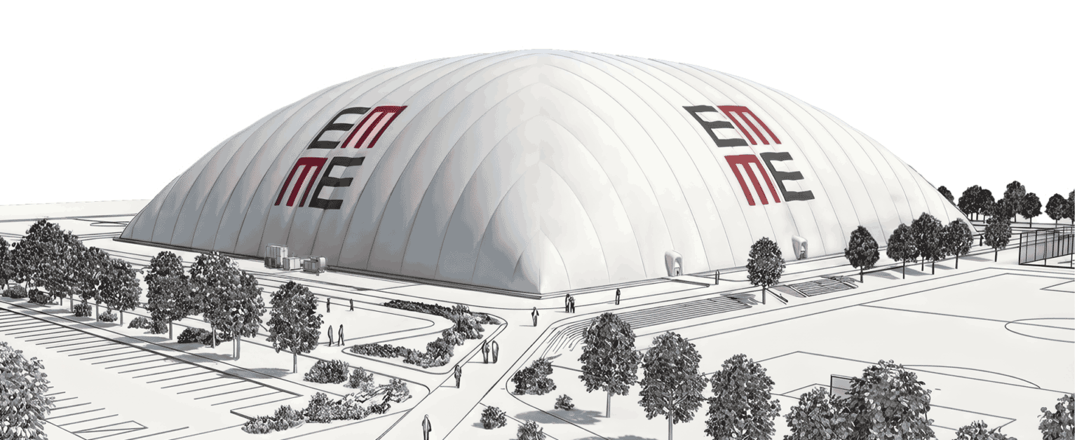 Pre-engineered air dome shown as an air-supported structure optimized for the lowest investment and EU-compliant operation